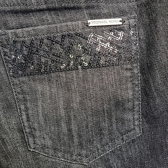 Michael Kors NWT black stretch denim JEANS MSRP $99 rhinestones women's SZ 12 - Picture 9 of 9